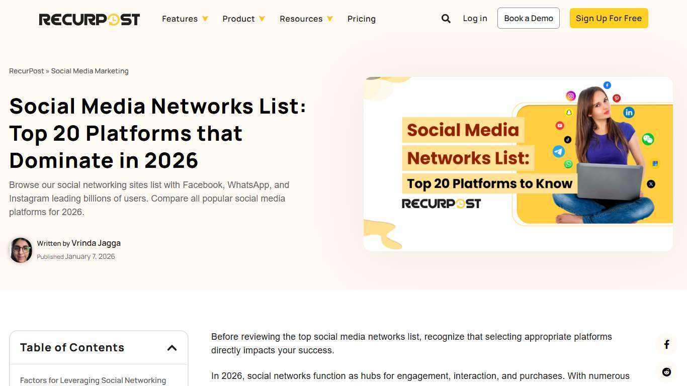 Social Media Networks List: Top 20 Platforms that Dominate in 2026 - RecurPost